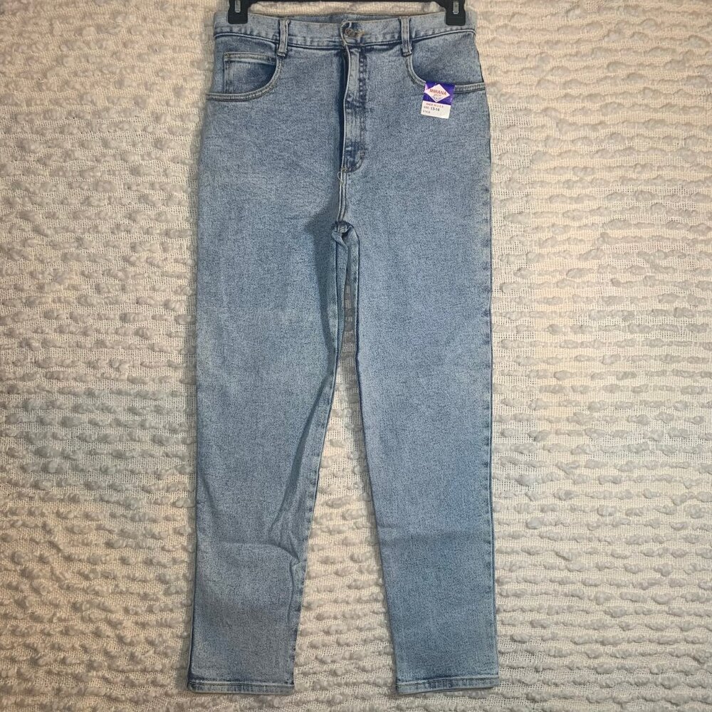 MIRANA WOMENS‎ 13-14 JEANS HIGH WAIST STRAIGHT MOM JEANS ACID WASH MADE IN USA